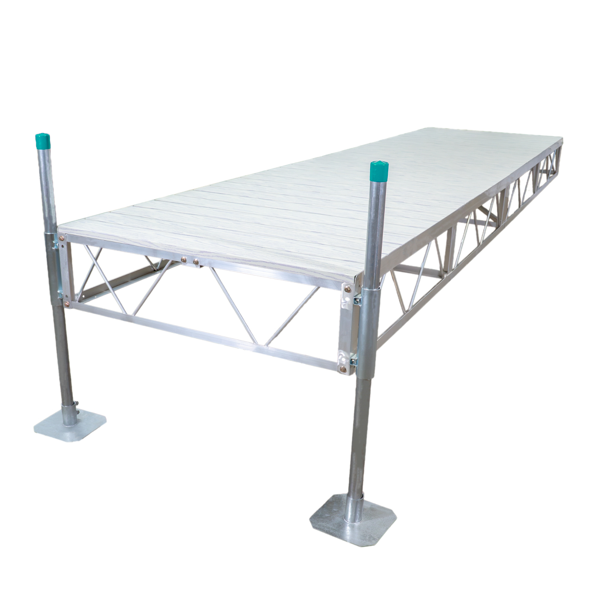 Patriot Docks Straight Stationary Pipe Dock — 40ft., Gray Aluminum Decking, Model# D-10154
